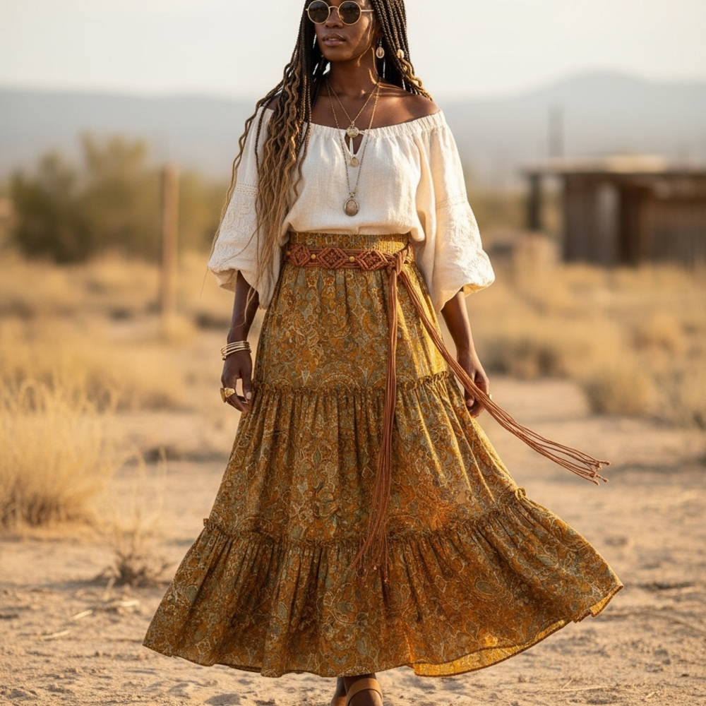 Macramé Boho Fringe Tie Belt with Bead Detail – Tan